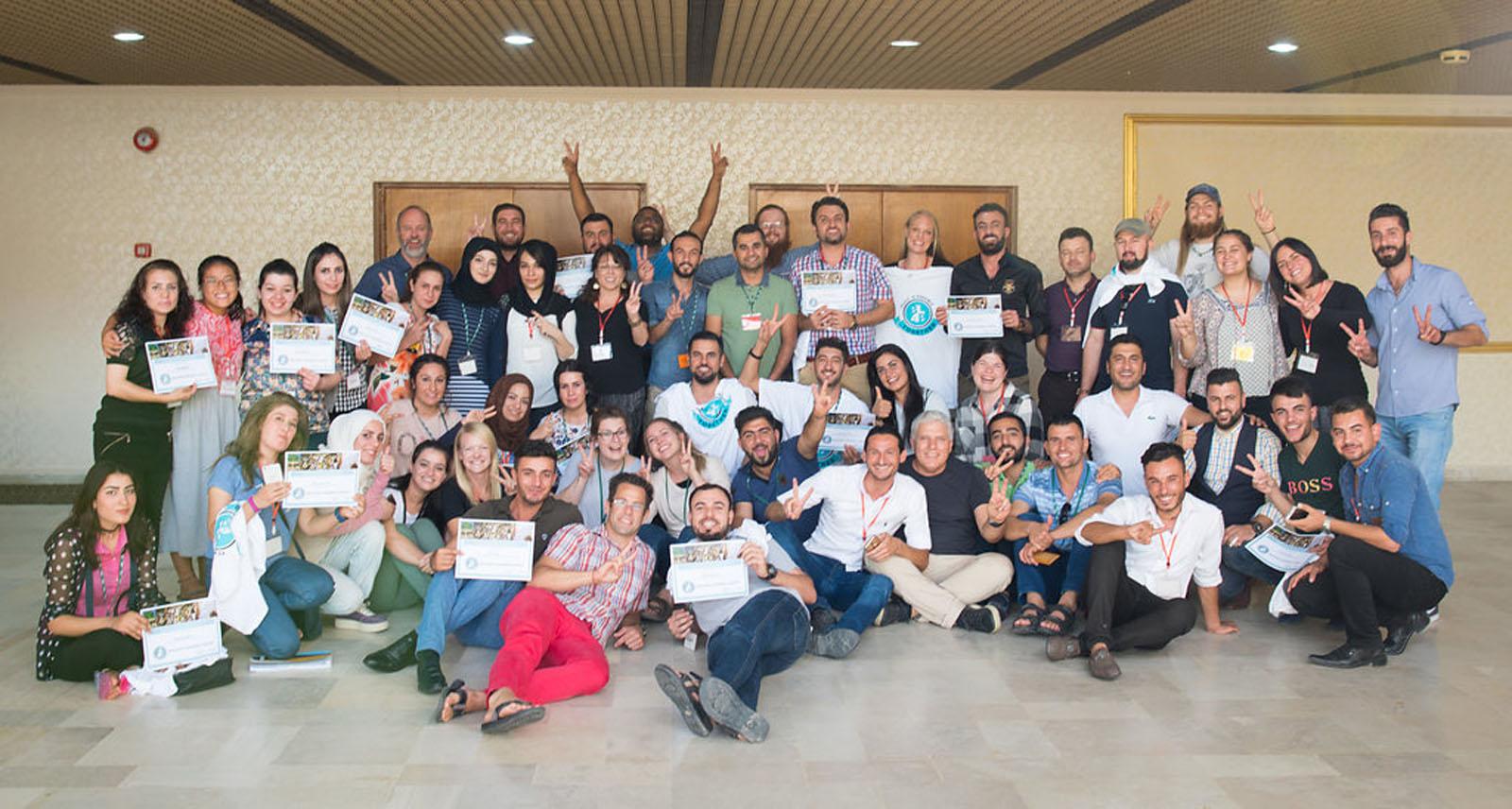 Participants working together in a small group activity during Peace Camp 2017