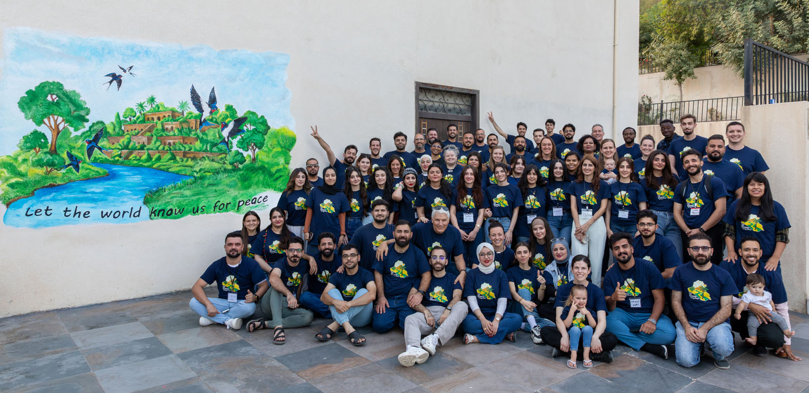 Participants gathered together during a Progress In Peace peace camp